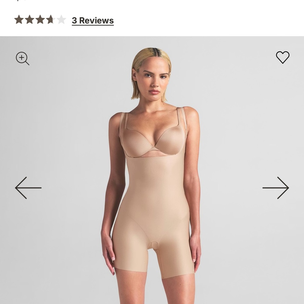 SKIMS BODY CORE SCULPT OPEN BUST MID THIGH BODYSUIT | CLAY